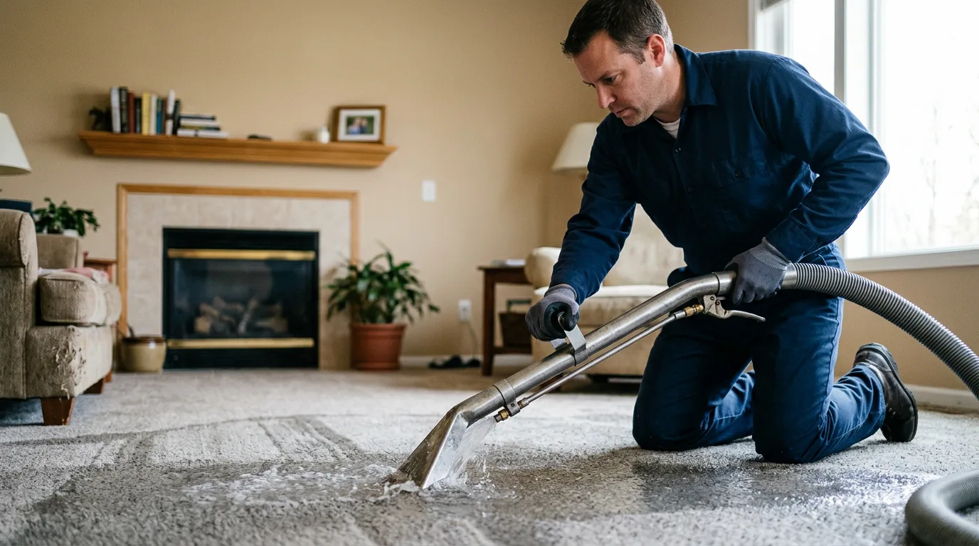 Water damage restoration technician working near Boyertown, PA